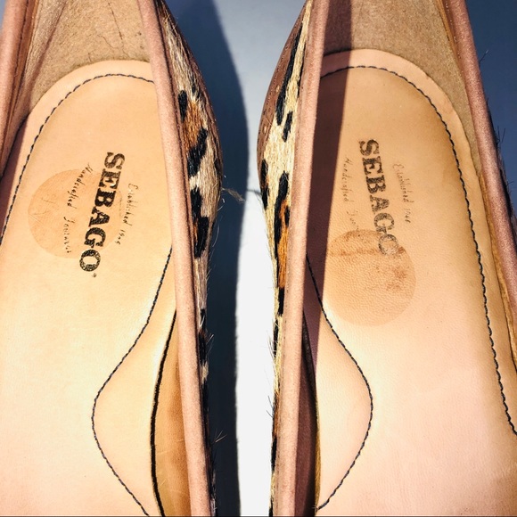 Sebago Camel Leopard Animal Print Wedge Heel 7 - Picture 12 of 13